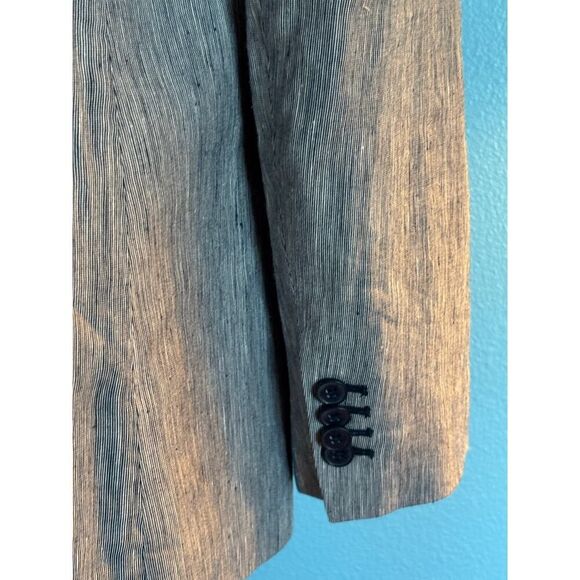 Club Monaco Blazer Jacket Linen Viscose Blue White 2 Pockets 1 Button 0 XS - Picture 5 of 7